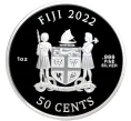 Монета 50 центов 2022 года Фиджи «Кошки» (Цветное покрытие) (Артикул M2-55901)