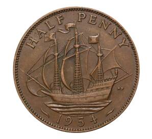 1/2 пенни 1954 года Великобритания — Фото №1