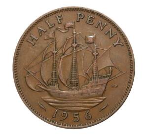 1/2 пенни 1956 года Великобритания — Фото №1