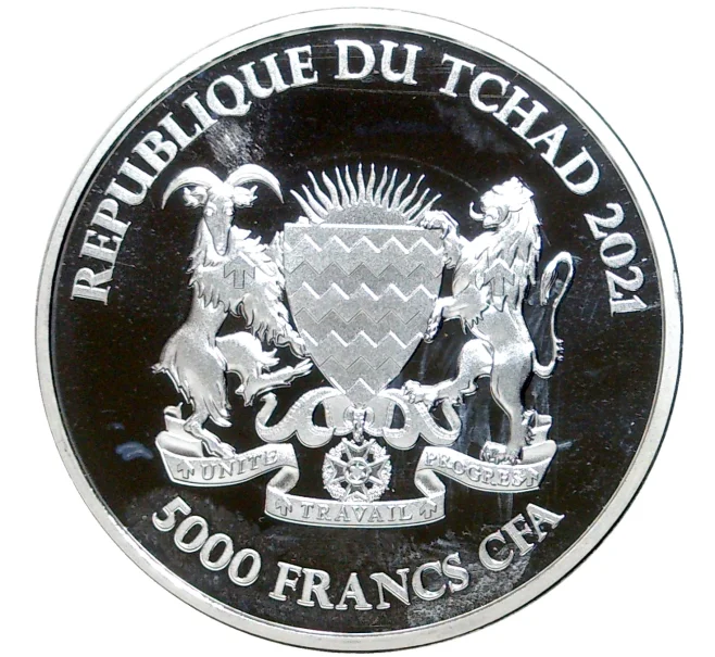 Монета 5000 франков 2021 года Чад «Мандала — Бородавочник» (Артикул M2-55975)
