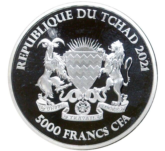 Монета 5000 франков 2021 года Чад «Мандала — Бородавочник» (Артикул M2-55976)