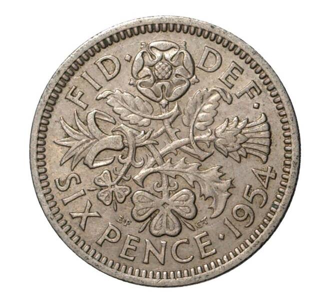 Монета 6 пенсов 1954 года (Артикул: M2-2060) — Фото №1