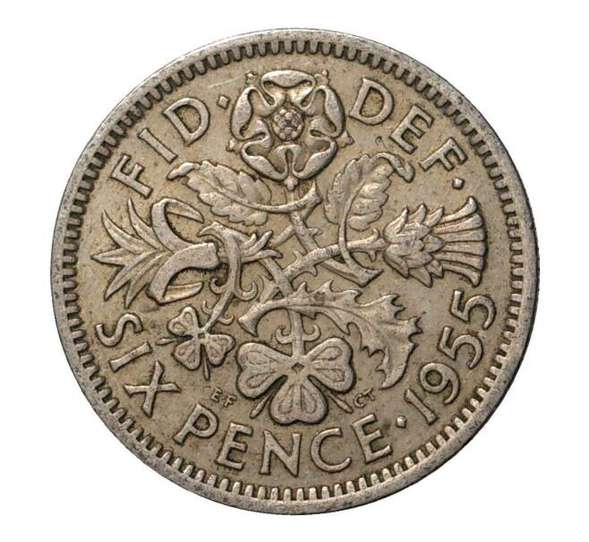 Монета 6 пенсов 1955 года Великобритания (Артикул: M2-2061) — Фото №1