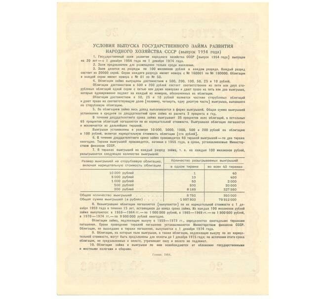 Облигация на сумму 100 рублей 1954 года Государственный заем развития народного хозяйства СССР (Артикул K11-5680)