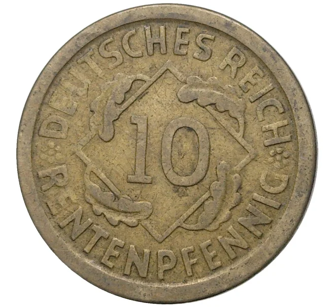 Монета 10 рентенпфеннигов 1924 года Е Германия (Артикул K11-5878)