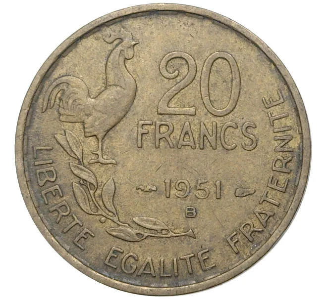 Монета 20 франков 1951 года В Франция (Артикул K11-5912)