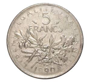 5 франков 1990 года Франция — Фото №1