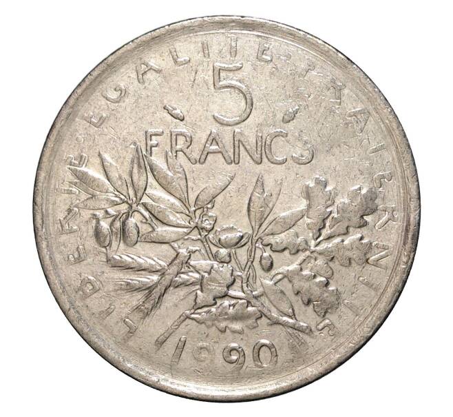 Монета 5 франков 1990 года Франция (Артикул: M2-2107) — Фото №1