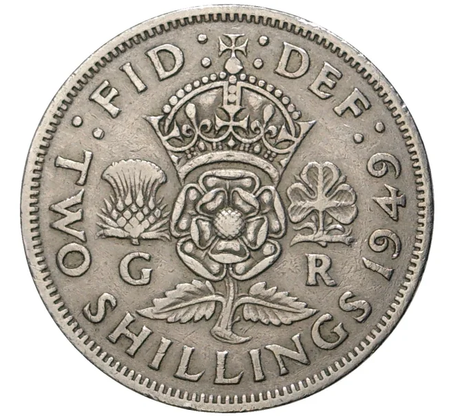 Монета 2 шиллинга 1949 года Великобритания (Артикул K11-6200)