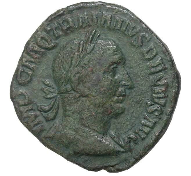 Монета AE Сестерций 249-251 года Римская Империя — Траян Деций (Артикул K11-6293)