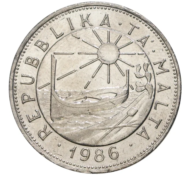 Монета 1 лира 1986 года Мальта (Артикул K11-6294)