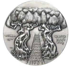 Настольная медаль 1985 года Финляндия «40 лет ФАО»