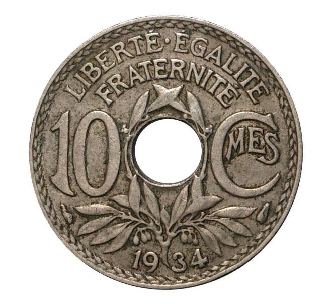 Монета 10 сантимов 1934 года Франция (Артикул: M2-2142) — Фото №1
