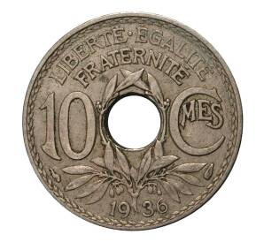 10 сантимов 1936 года Франция — Фото №1