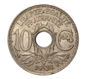 10 сантимов 1938 года Франция — Фото №1