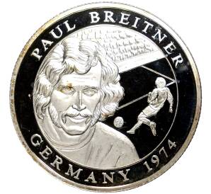 10 долларов 2001 года Либерия «Пауль Брайтнер — Германия 1974»
