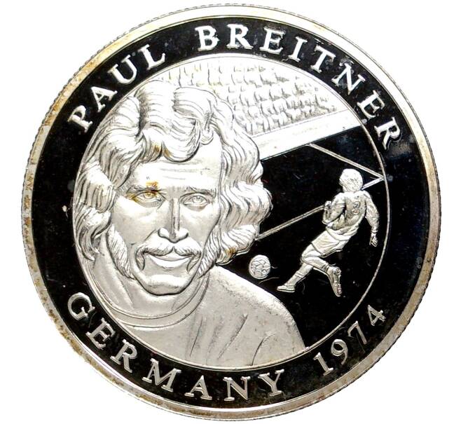 Монета 10 долларов 2001 года Либерия «Пауль Брайтнер — Германия 1974» (Артикул M2-56017)