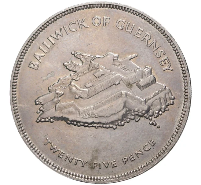 Монета 25 пенсов 1977 года Джерси «25 лет правления Королевы Елизаветы II» (Артикул K27-7858)