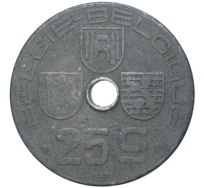 Монета 25 сантимов 1943 года Бельгия (BELGIE-BELGIQUE) (Артикул K11-6450)