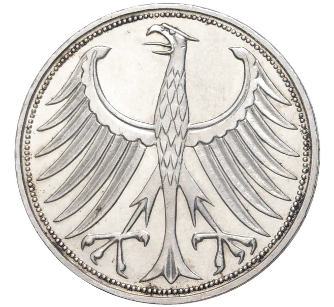 Монета 5 марок 1960 года J Западная Германия (ФРГ) (Артикул K11-6971)