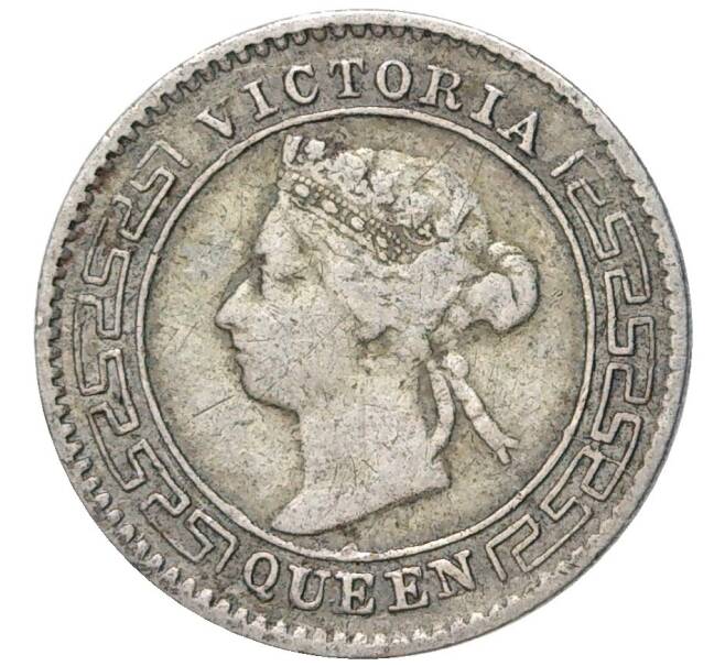 Монета 10 центов 1893 года Британский Цейлон (Артикул K11-6973)