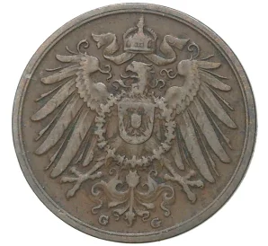 2 пфеннига 1905 года G Германия