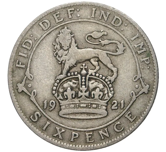Монета 6 пенсов 1921 года Великобритания (Артикул K11-6997)