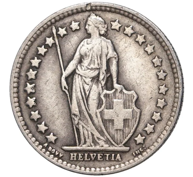 Монета 1/2 франка 1929 года Швейцария (Артикул K11-70064)