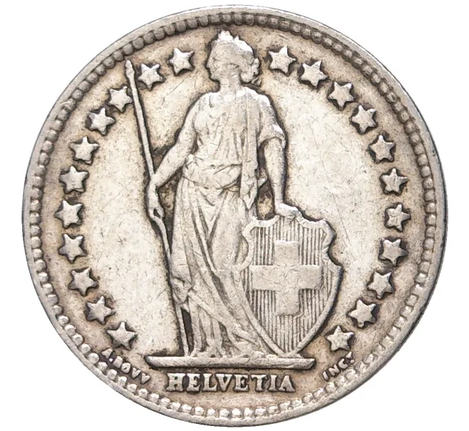 Монета 1/2 франка 1942 года Швейцария (Артикул K11-70068)