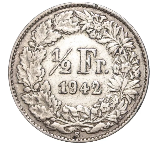 Монета 1/2 франка 1942 года Швейцария (Артикул K11-70069)