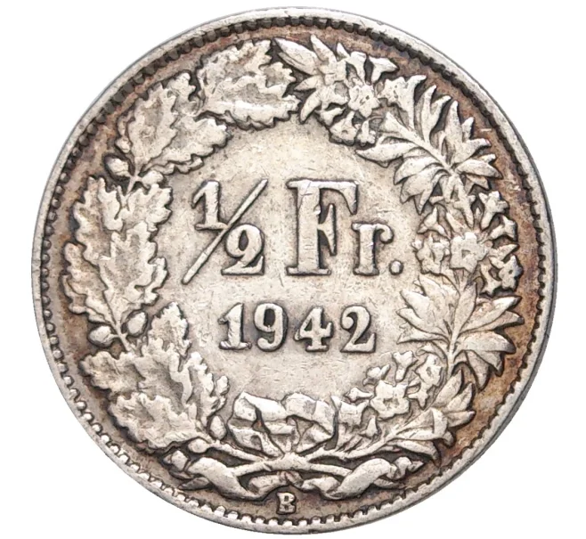 Монета 1/2 франка 1942 года Швейцария (Артикул K11-70071)
