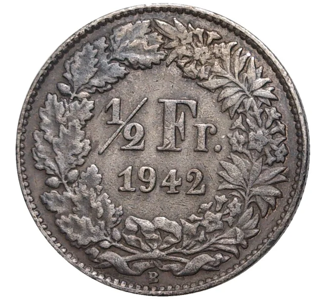 Монета 1/2 франка 1942 года Швейцария (Артикул K11-70072)