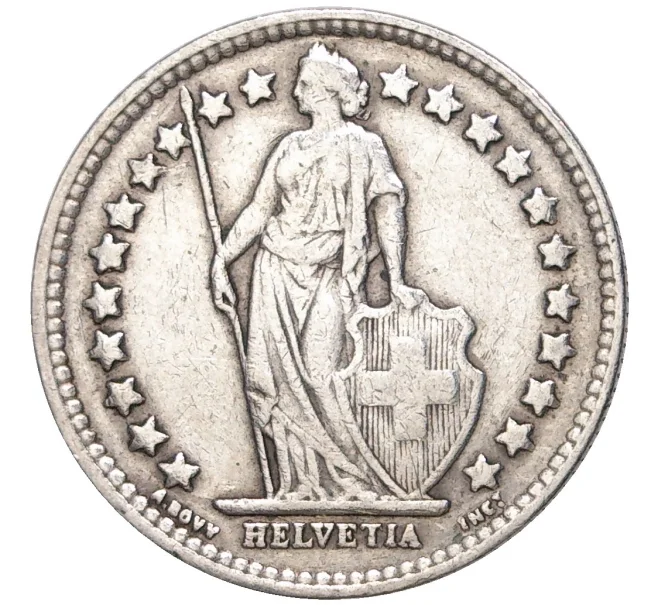Монета 1/2 франка 1943 года Швейцария (Артикул K11-70074)