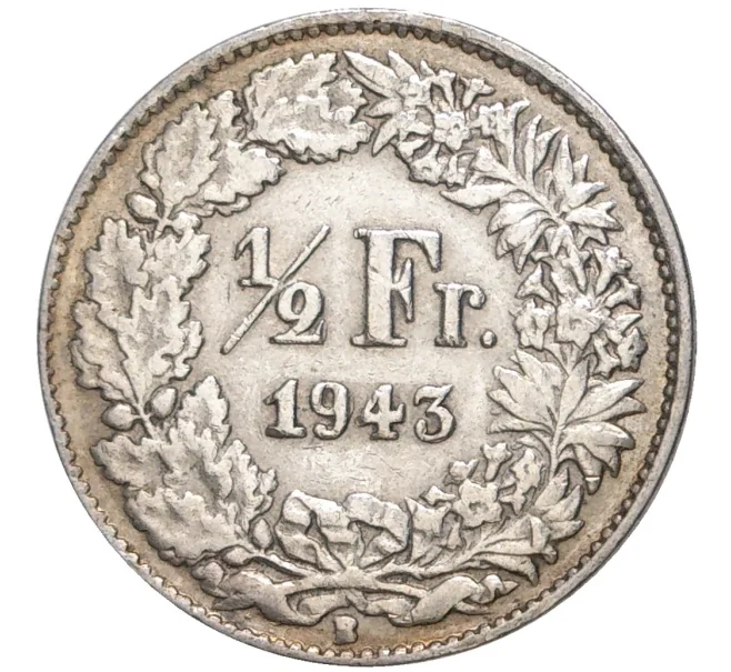 Монета 1/2 франка 1943 года Швейцария (Артикул K11-70075)