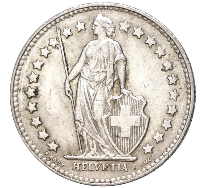 Монета 1/2 франка 1951 года Швейцария (Артикул K11-70091)