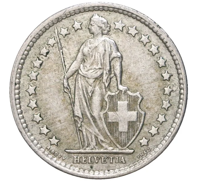 Монета 1/2 франка 1959 года Швейцария (Артикул K11-70110)