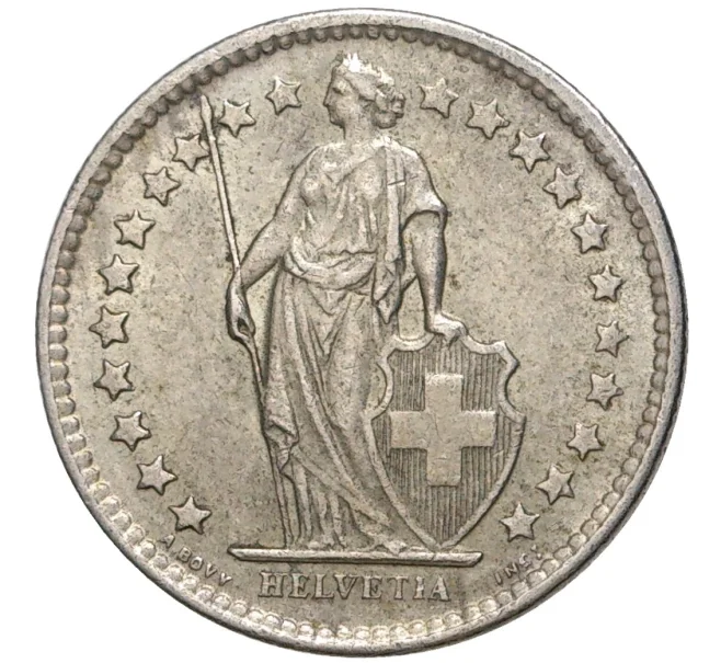 Монета 1/2 франка 1962 года Швейцария (Артикул K11-70121)