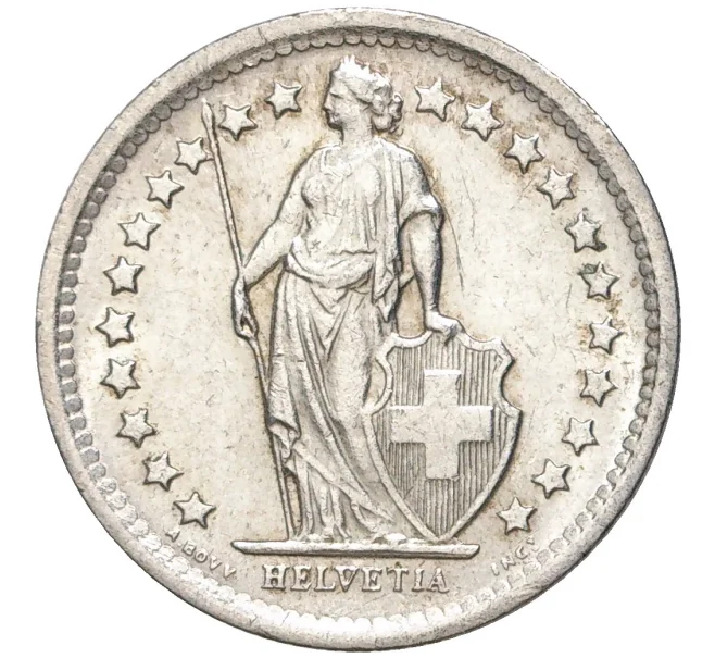 Монета 1/2 франка 1965 года Швейцария (Артикул K11-70139)