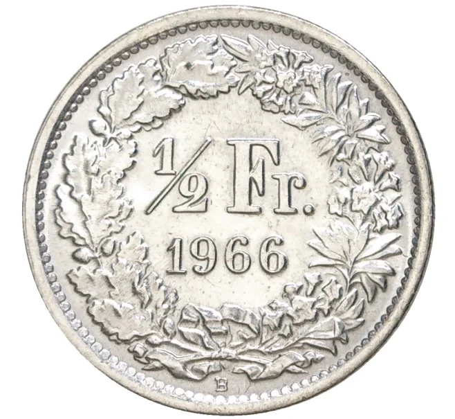 Монета 1/2 франка 1966 года Швейцария (Артикул K11-70145)