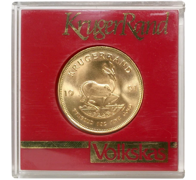 Монета 1 крюгеррэнд 1991 года ЮАР (Артикул M2-56212)