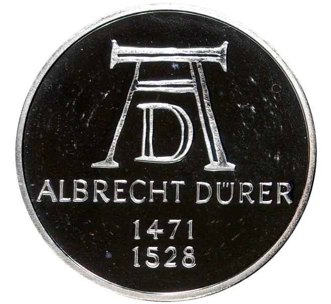Монета 5 марок 1971 года D Западная Германия (ФРГ) «500 лет со дня рождения Альбрехта Дюрера» (Артикул K11-70205)