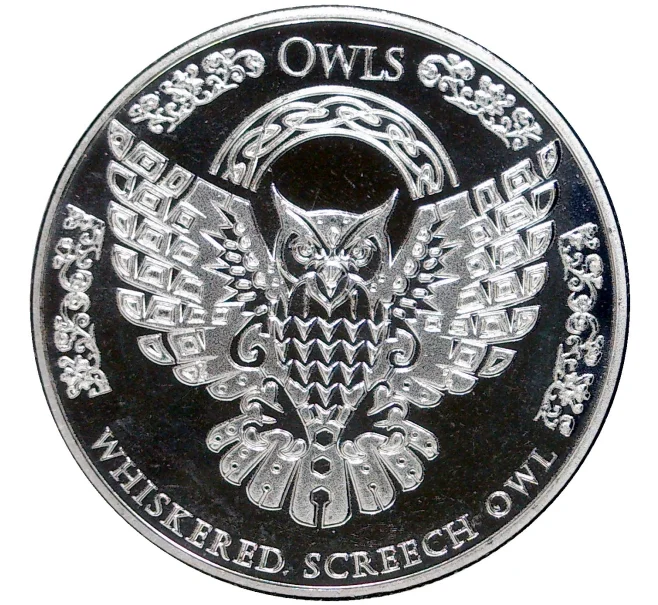 Монета 5 долларов 2022 года Токелау «Совы — Усатая Визгливая сова» (Артикул M2-56235)