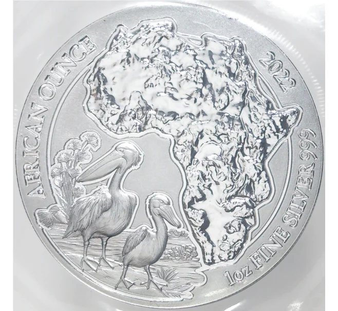 Монета 50 франков 2022 года Руанда «Африканская унция — Пеликан» (Артикул M2-56237)