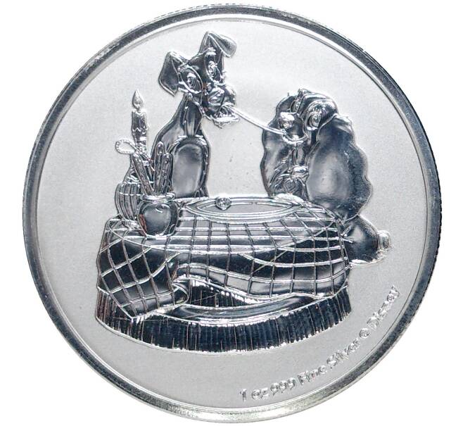 Монета 2 доллара 2022 года Ниуэ «Дисней — Леди и Бродяга» (Артикул M2-56243)