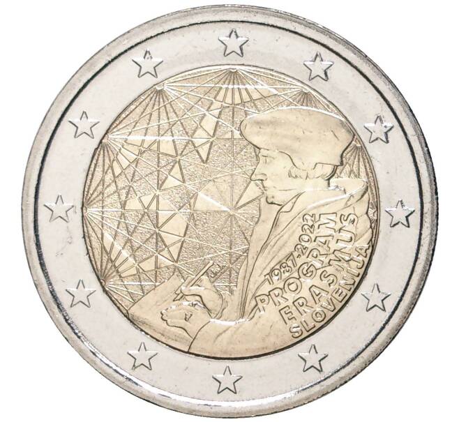 Монета 2 евро 2022 года Словения «35 лет программе Эразмус» (Артикул M2-56250)