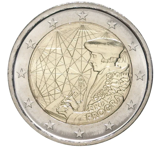 Монета 2 евро 2022 года Италия «35 лет программе Эразмус» (Артикул M2-56251)