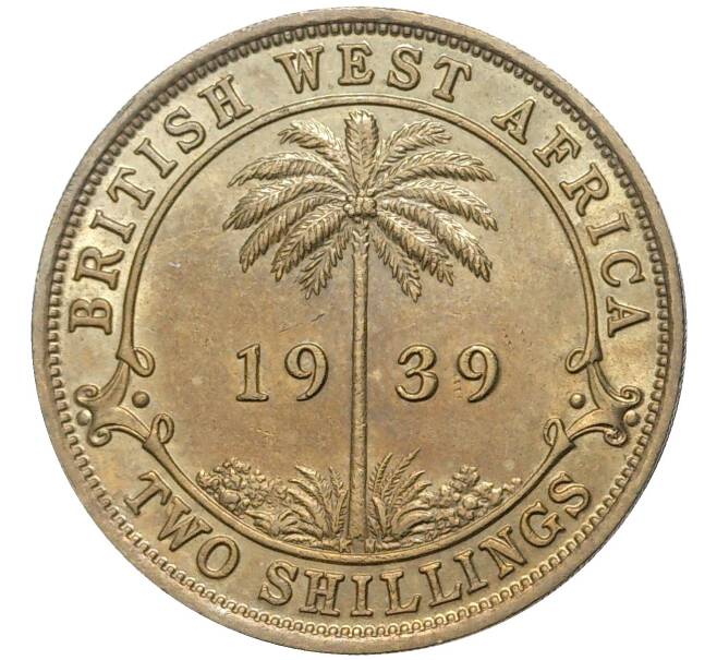Монета 2 шиллинга 1939 года KN Британская Западная Африка (Артикул K11-70258)