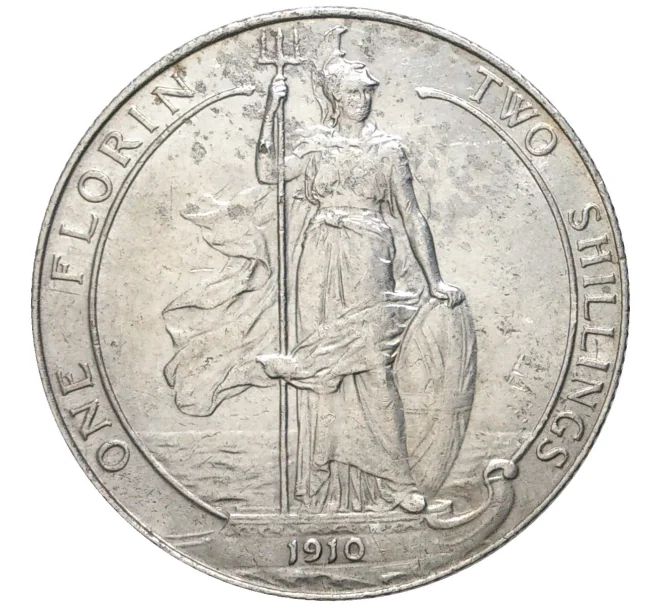 Монета 1 флорин (2 шиллинга) 1910 года Великобритания (Артикул K11-70276)