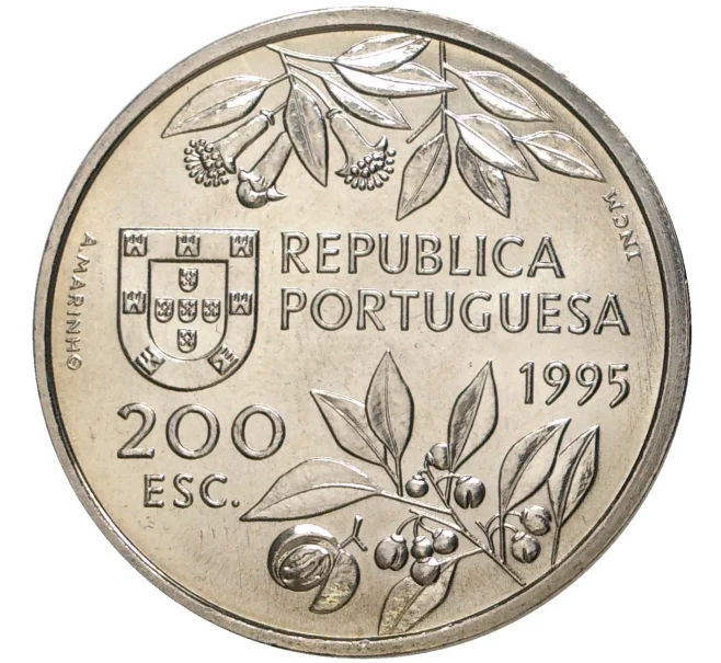 Монета 200 эскудо 1995 года Португалия «Путешествие на Молуккские острова в 1512 году» (Артикул K27-80063)
