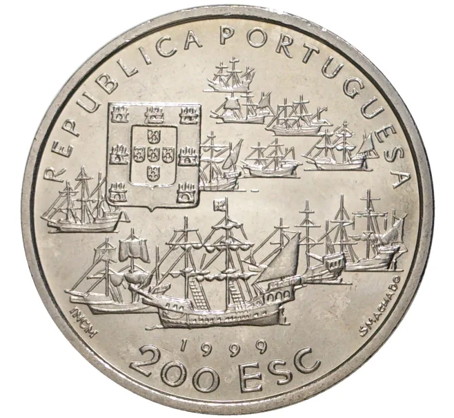 Монета 200 эскудо 1999 года Португалия «500 лет с момента высадки Педро Альваро Кабрала в Бразилии» (Артикул K27-80078)